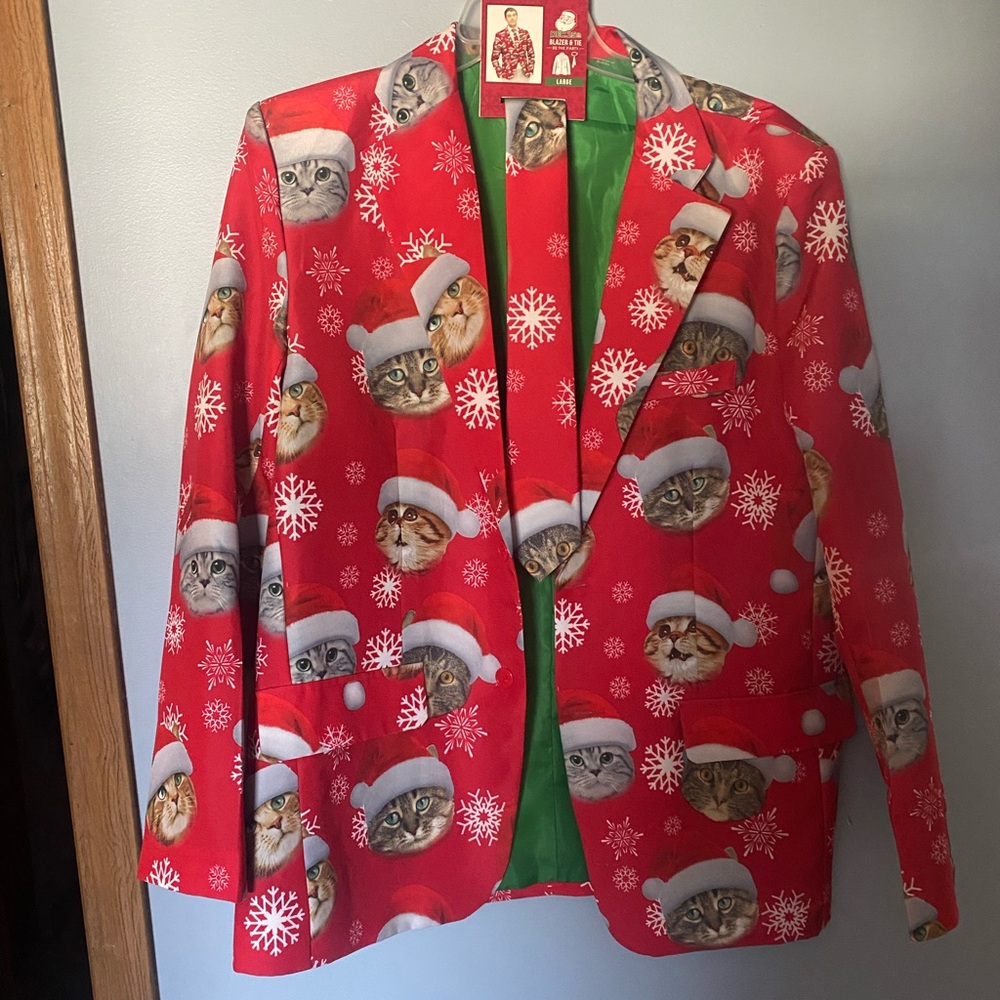 Red Santa Blazer and Tie Set